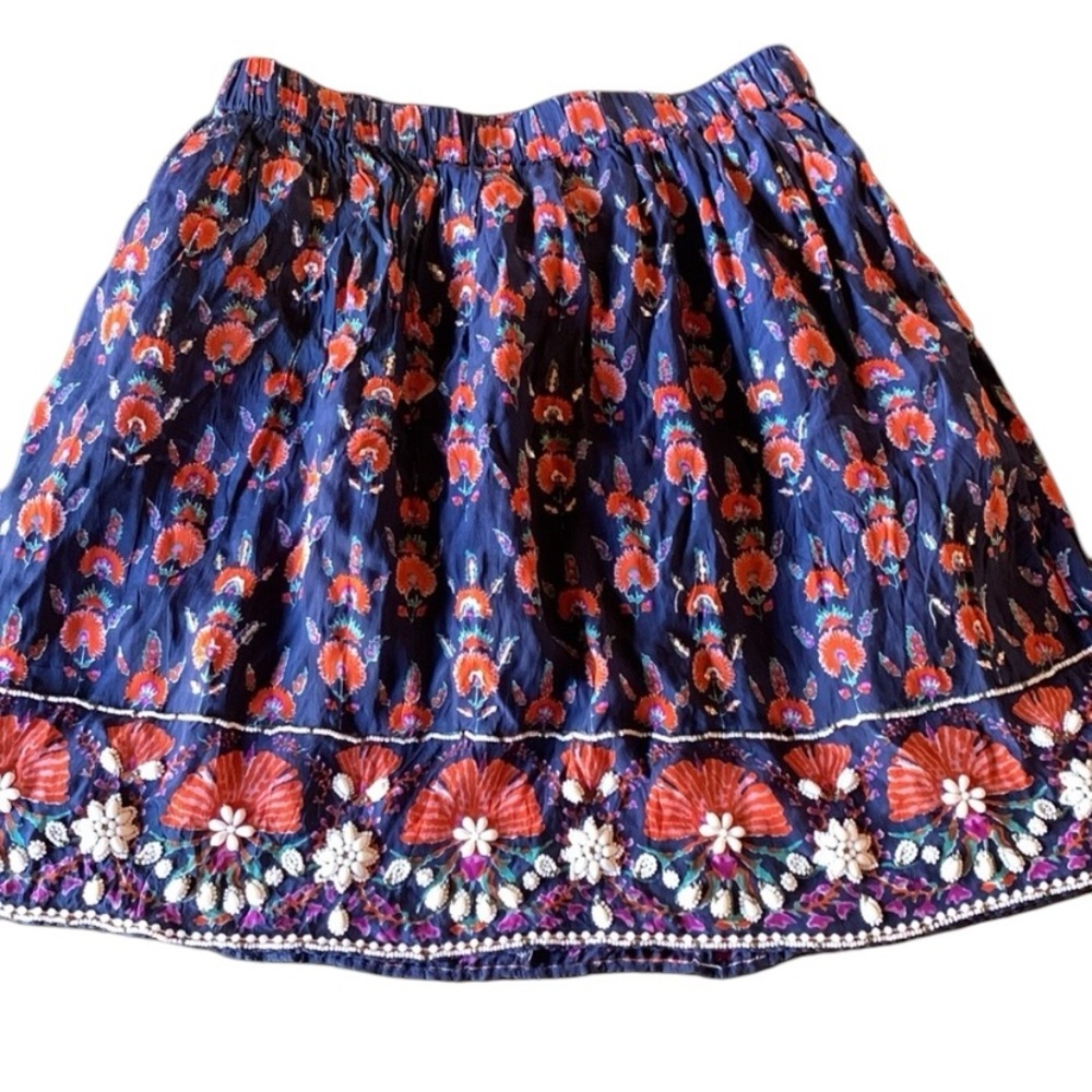 Anthropologie MAEVE Adela blue skirt beaded sequins lined midi Medium